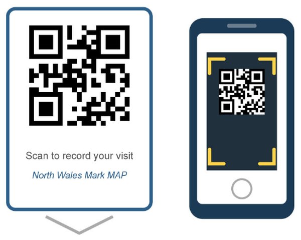A MAP QR code poster and a phone scanning it